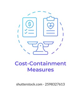 Cost containment measures blue gradient concept icon. Control healthcare expenses. Utilization management benefit. Round shape line illustration. Abstract idea. Graphic design. Easy to use in article