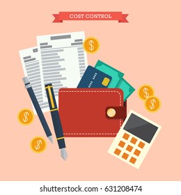 Cost control concept. Flat style vector illustration