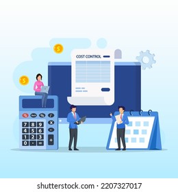 Cost control concept. Idea of financial planning savings flat vector illustration.