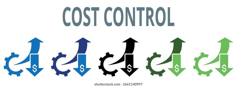 cost control icon set. contain icon, vector, illustration, machinery, orders, cost, control, efficiency, financial, optimization