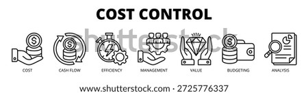 Cost control web banner icon vector illustration concept for budget management with icon of cost, cash flow, efficiency, management, value, budgeting, and analysis.