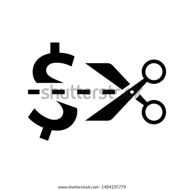 Cost cut black icon. Clipart image isolated on
white background