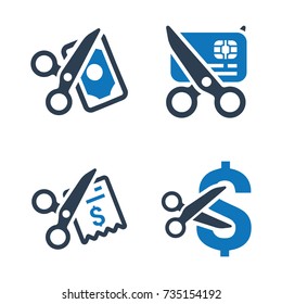 Cost Cutting Icons (Blue Version)