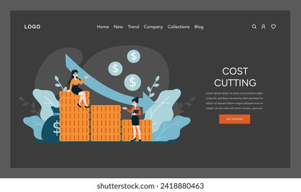 Cost Cutting strategy. Proactive expense management for organizational savings and profitability. Methods to reduce financial waste. Flat vector illustration