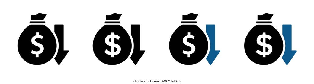 Cost decrease vector icons set