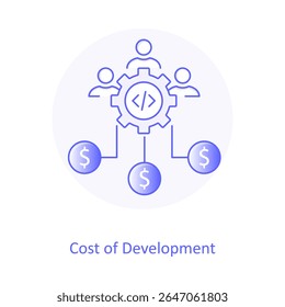 Cost of development icon- line vector with editable stroke.