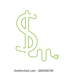 Cost Dollar Power Efficiency icon on white background