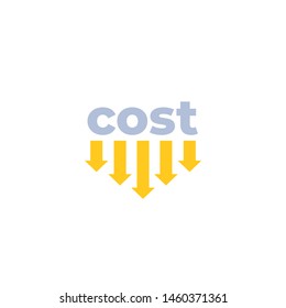 cost down vector icon with arrows