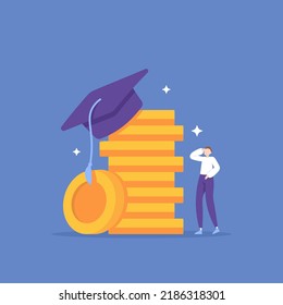 cost of education. aid funds for education. scholarships. trying to go to school as high as possible. graduation fee or Single Tuition Fee. finance and education. concept illustration design