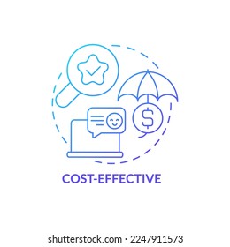 Cost effective blue gradient concept icon. Benefit of digital advertising abstract idea thin line illustration. Saving money on campaign. Isolated outline drawing. Myriad Pro-Bold font used