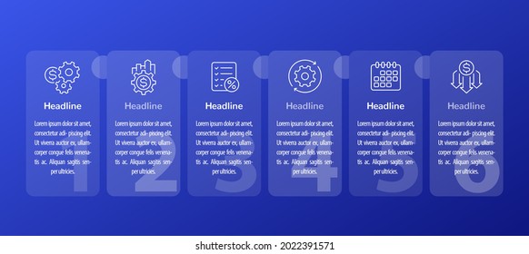 cost effective and financial efficiency, 6 steps infographic with line icons