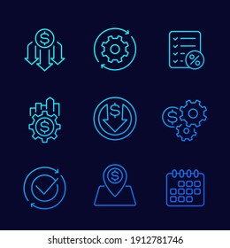 cost effective, financial efficiency line icons set