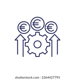 cost effective, financial efficiency line icon with euro