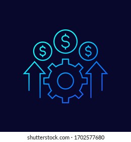 cost effective icon, financial efficiency linear vector