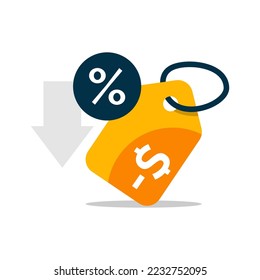 cost effective, more cheaper, tag price, discount concept illustration flat design vector eps10. modern graphic element for icon, landing page, empty state ui, infographic