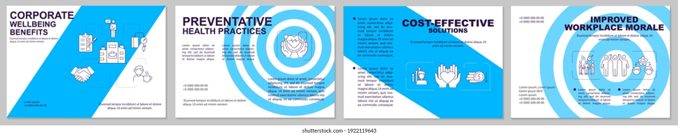 Cost effective solutions brochure template. Best health practices. Flyer, booklet, leaflet print, cover design with linear icons. Vector layouts for magazines, annual reports, advertising posters