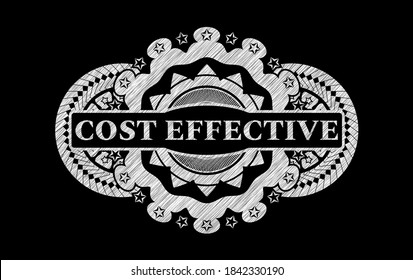 Cost effective text inside chalk realistic badge. Chalkboard delicate background. Illustration. 