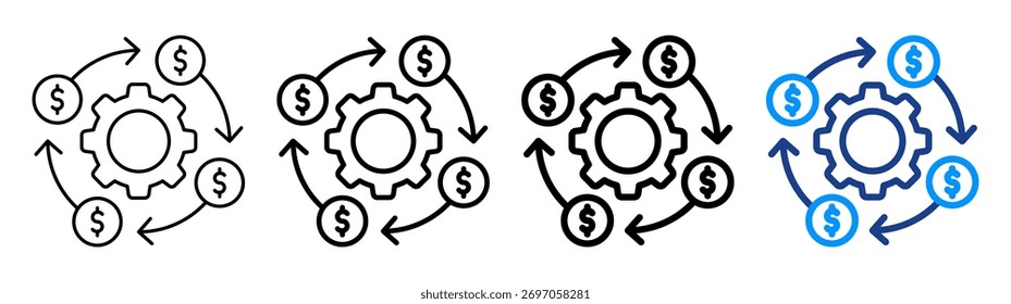 Cost Effectiveness Icon Different Outline Collection Set
