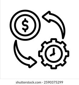 Cost Effectiveness Line Vector Illustration On White Background.