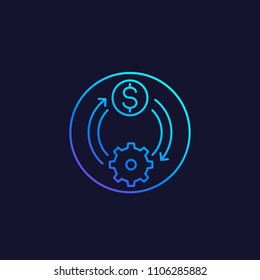 cost efficiency, optimization, money management linear vector icon