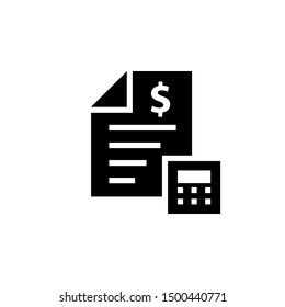 Cost Estimate Silhouette Icon. Clipart Image Isolated On White Background