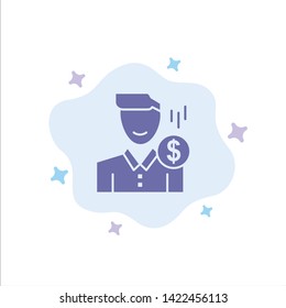 Cost, Fee, Male, Money, Payment, Salary, User Blue Icon on Abstract Cloud Background