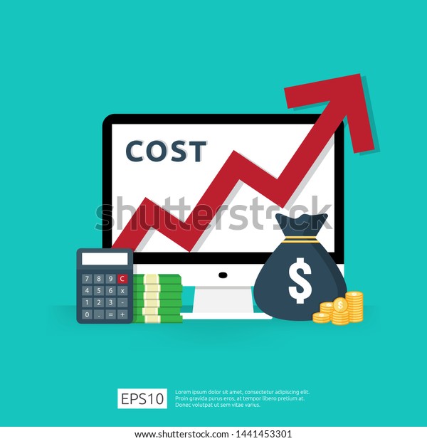 Cost Fee Spending Increase Red Arrow Stock Vector Royalty Free 1441453301