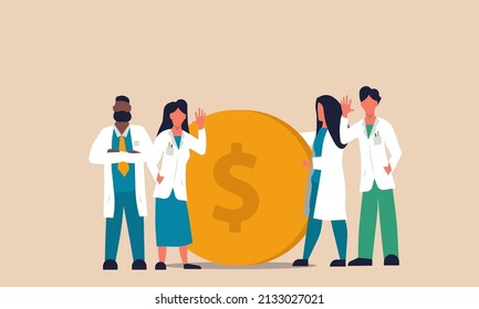 Cost financial health and hospital doctor medical fund. Money account benefits and discount pay loan vector illustration concept. Insurance illness coin budget and safety usa dollar. Investment risk