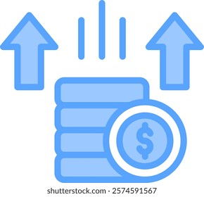 Cost Icon blue Vector Illustration