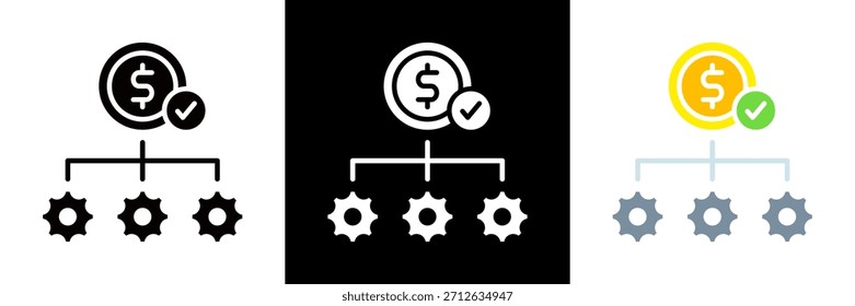 Conjunto de iconos de costo Ilustración vectorial de glifos