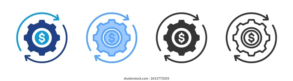 Cost icon set multiple style collection