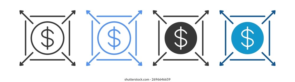Conjunto de iconos de costo Colección de estilos múltiples