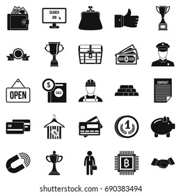 Cost icons set. Simple set of 25 cost vector icons for web isolated on white background