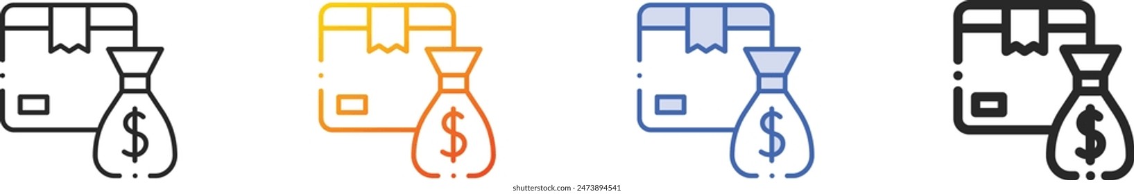 cost icon.Thin Linear, Gradient, Blue Stroke and bold Style Design Isolated On White Background