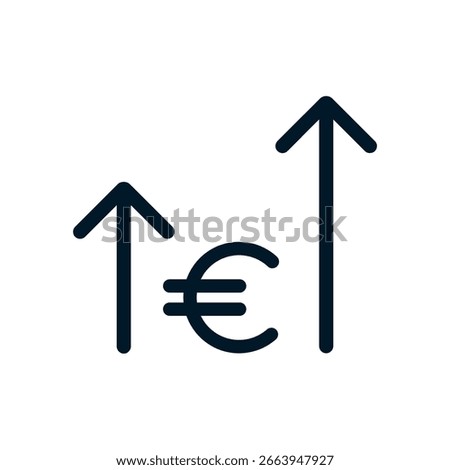 Cost increase - Euro icon, Vector logo sign, Illustration, shape, design, UX UI icon, editable eps