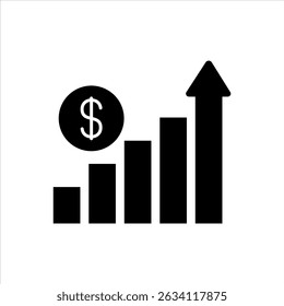 Cost increase vector flat icon. Money increase vector design. For your website, logo, app, UI design. Illustration, isolated on white background.