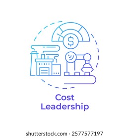 Cost leadership blue gradient concept icon. Competitive advantage performance. Business financial strategy. Round shape line illustration. Abstract idea. Graphic design. Easy to use in brochure