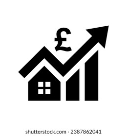 Cost of living icon. Property value. House investment growth. Real estate. Vector icon isolated on white background.