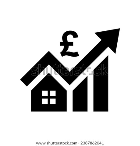 Cost of living icon. Property value. House investment growth. Real estate. Vector icon isolated on white background.
