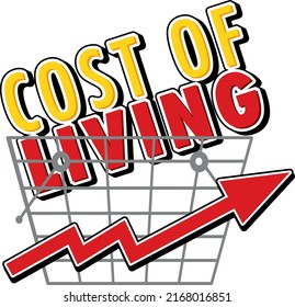 Cost of living with red arrow going up  illustration