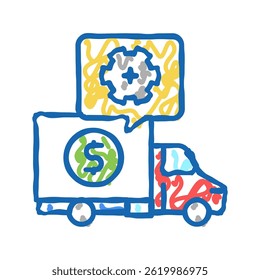 Costo de los servicios de logística Vector de dibujo de icono de doodle. Costo de los servicios de logística. Ilustración de símbolo aislado