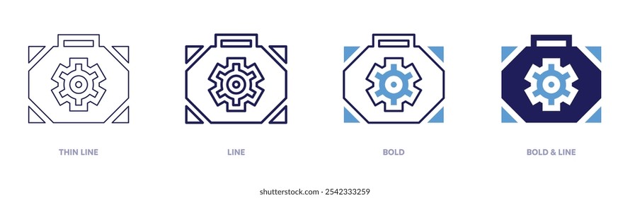 Icono de gestión de costes en 4 estilos diferentes. Línea delgada, línea, negrita y línea negrita. Estilo duotono. Trazo editable.