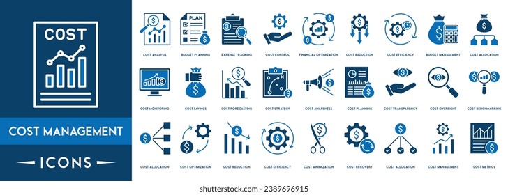 Cost Management icon, Concept of Efficiency, asset, life cycle, system, responsible Vector illustration.