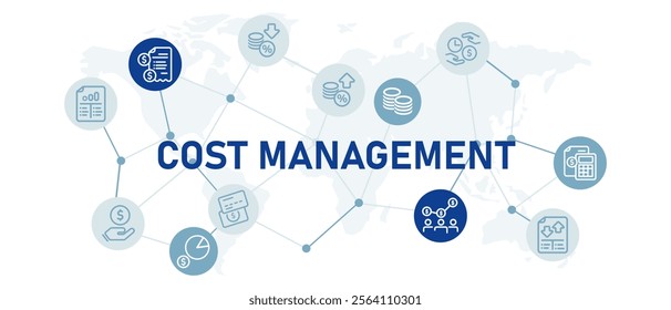 cost management optimization of production expenses efficiency overhead budget planning icon set design illustration