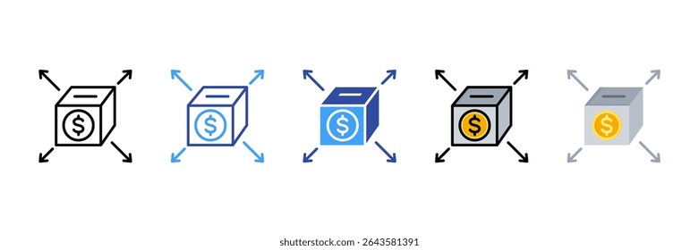 Conjunto de iconos de estilo múltiple de costo