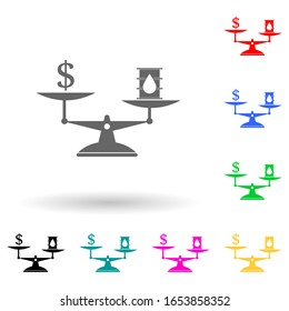 cost of oil on scales multi color style icon. Simple glyph, flat vector of Oil icons for ui and ux, website or mobile application