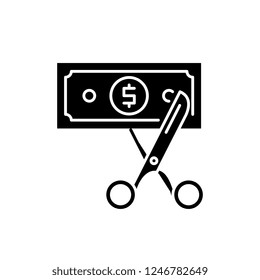 Cost optimization black icon, vector sign on isolated background. Cost optimization concept symbol, illustration 