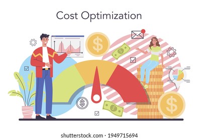 Cost optimization concept. Idea of financial and marketing strategy.