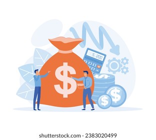 Cost optimization concept. Idea of financial and marketing strategy. Cost and income balance. Spending and cost reduction, flat vector modern illustration