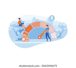 Cost optimization concept. Idea of financial and marketing strategy. Cost and income balance. Spending and cost reduction, while maximizing business value. flat vector modern illustration